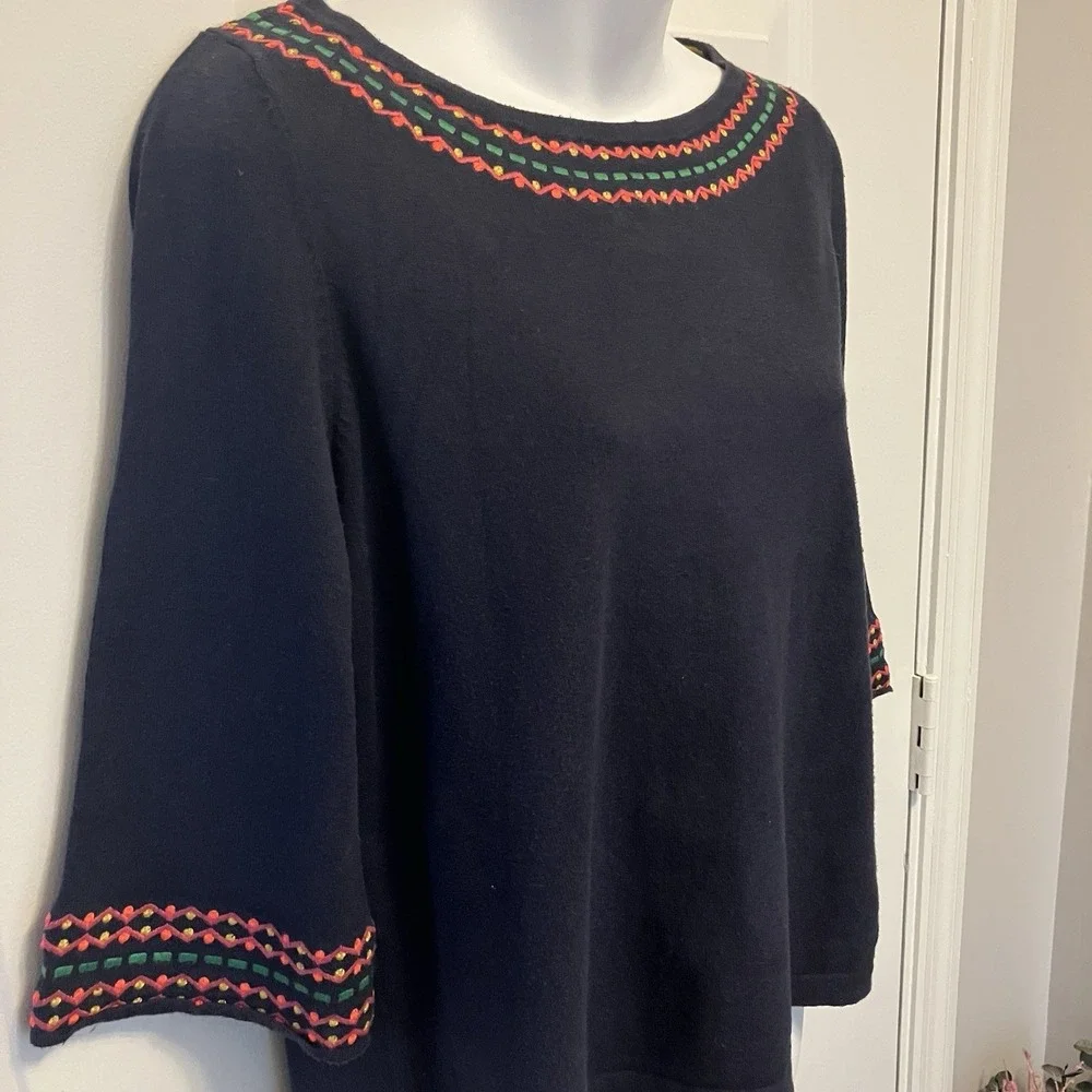 Boden Embroidered Navy Blue Sweater Size Small Women's